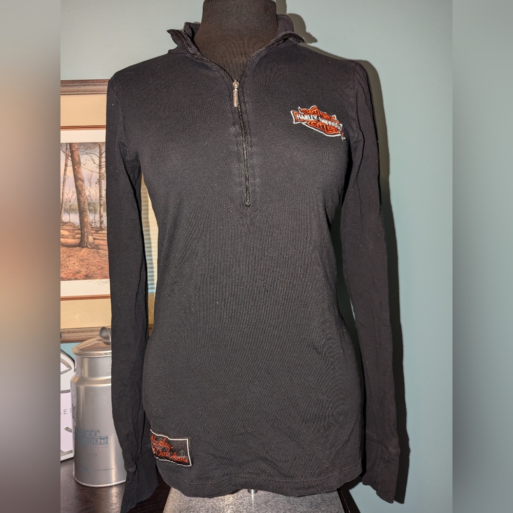 Harley-Davidson women's quarter zip, black, size Medium